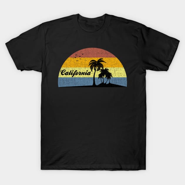 California Funny Vintage Summer Palm Tree Design T-Shirt by FromHamburg